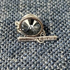 Vintage Dante Tie Tack Smoky Blue Glass faceted Bezel set crystal silver tone